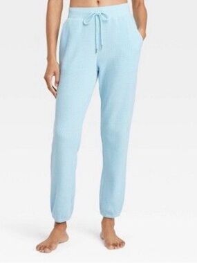 Auden brand, waffle thermal  Jogger Pants in light blue - large